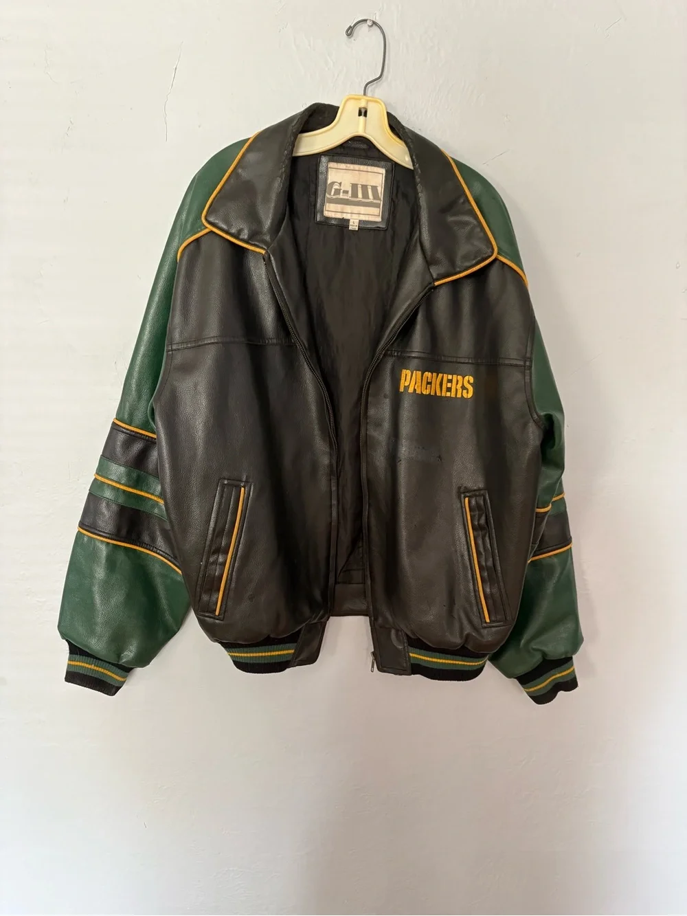 Vintage Packers Black & Green Leather Jacket